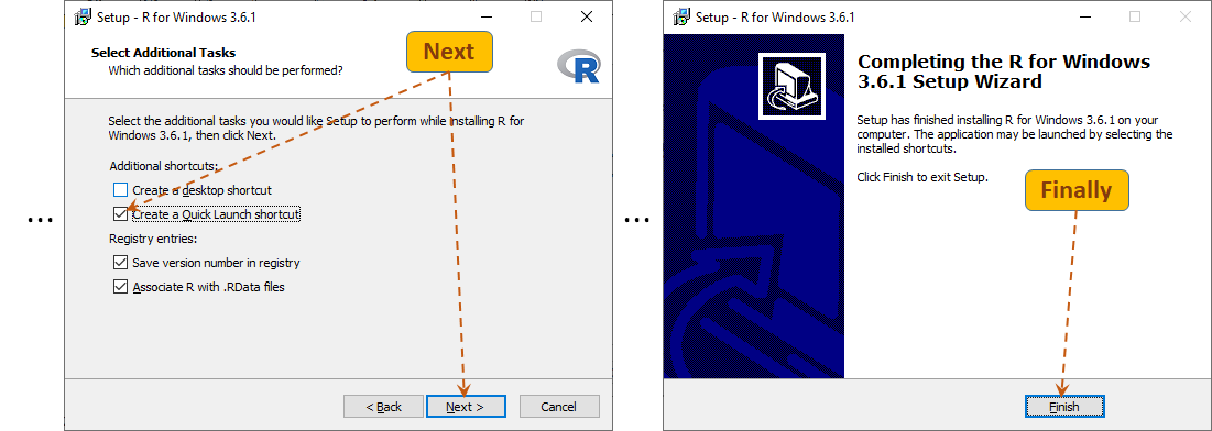 R Shortcut + Finish